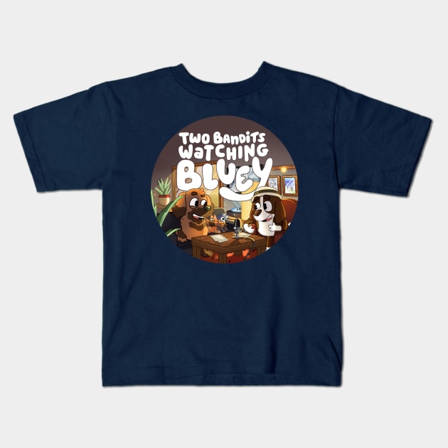 Two Bandits Watching Bluey Podcast Logo Kids T-Shirt by Two Bandits Watching Bluey